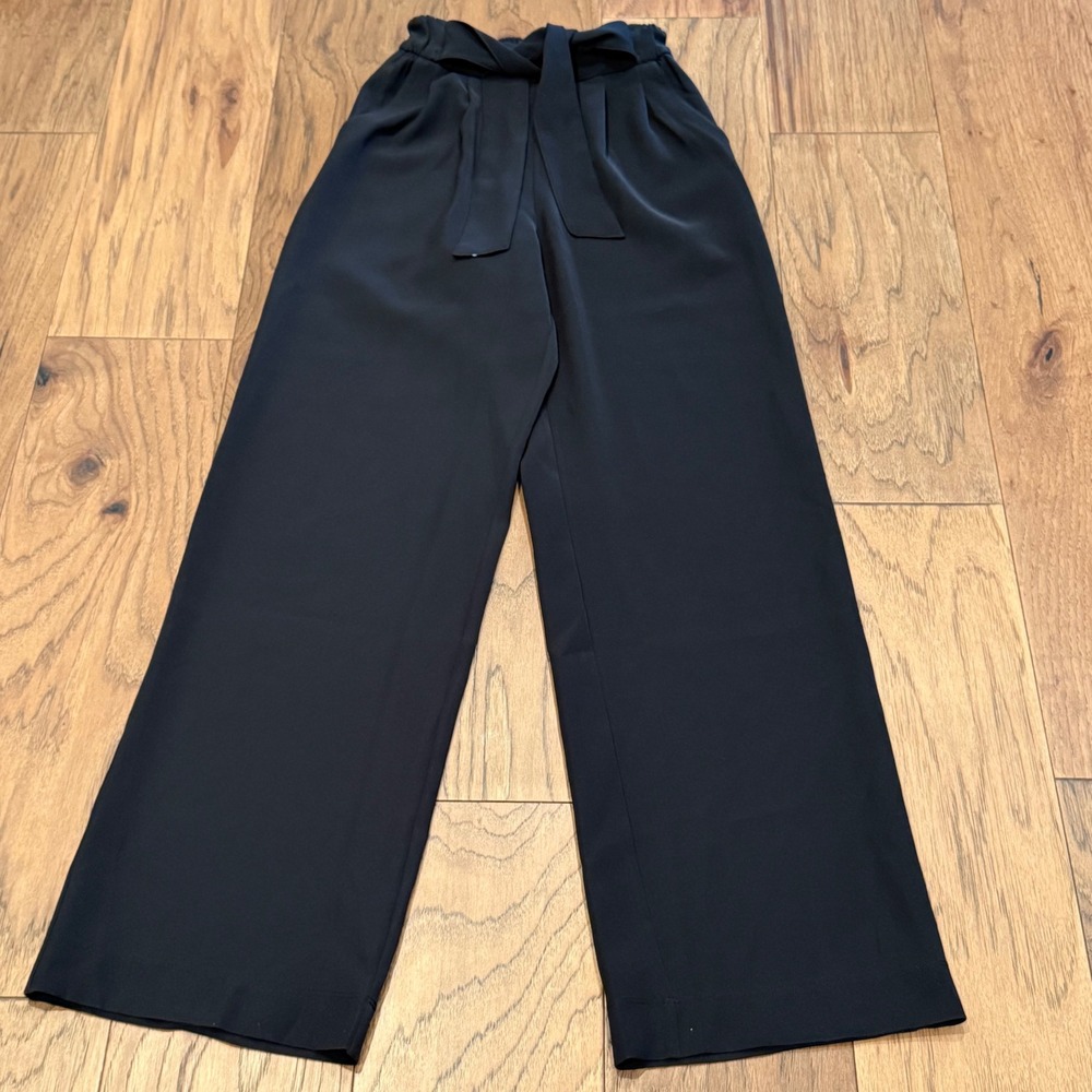 Lululemon Noir Pant Black Wide Leg High Rise Belted Trousers LW5BXIS Size 2